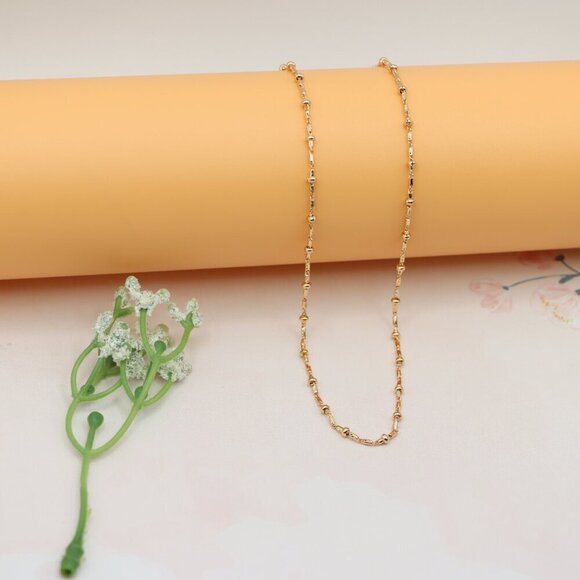 "Rose Gold Chain Necklace with Textured Links  Adjustable, XPNL0177 - Picture 8 of 12